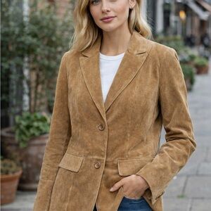 NWT Tower Hill Collection Blazer Women's Brushed Tan Brown Suede Size 6